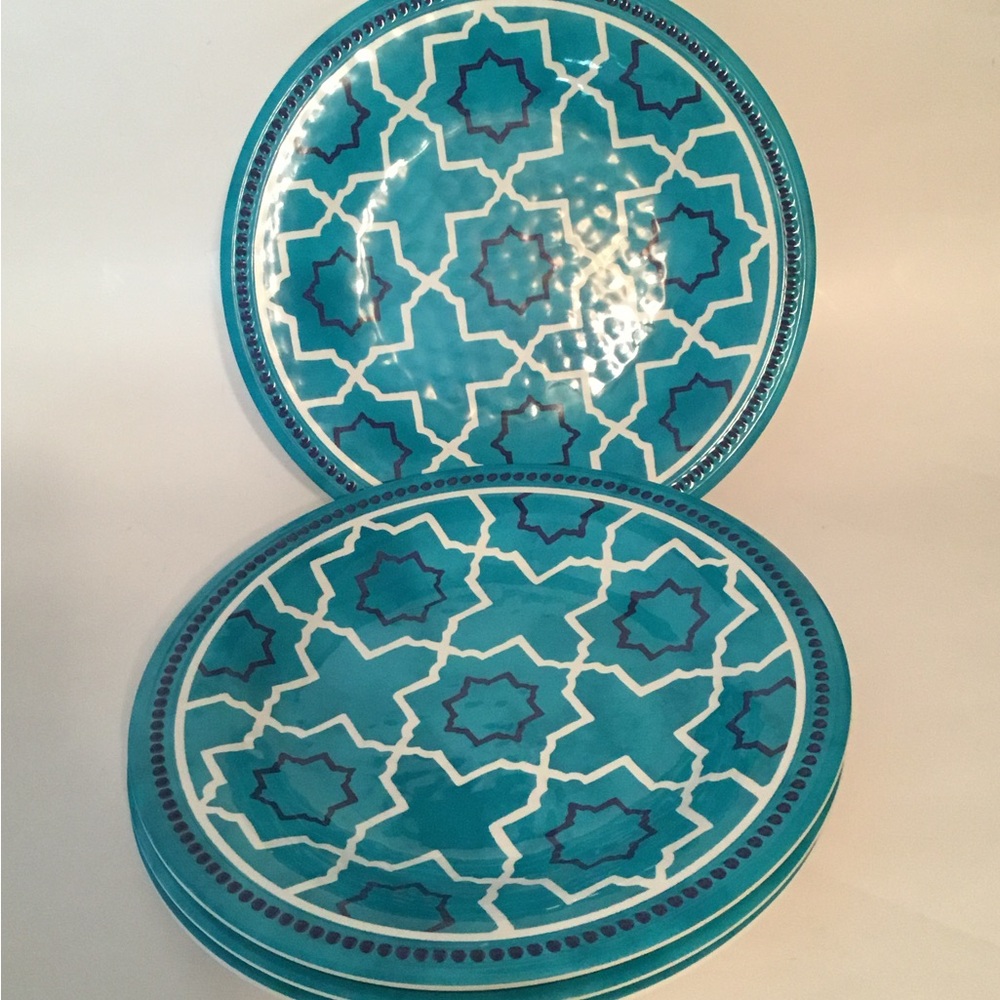 DONATINGMelamine Plates,🆕 teal, Better Homes & Gardens, 4 total, dishwasher safe